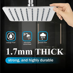 Colva (6x6 Iches) 304- Grade Stainless Steel Chrome Finish Overhead Shower With Arm (12 Inch)