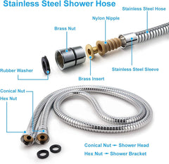 Fossa Dezire Rain Hand Shower, Handheld showers with 1.5 Meter Hose Pipe Stainless Steel and Hook, Chrome Finish (Hand Shower Set)