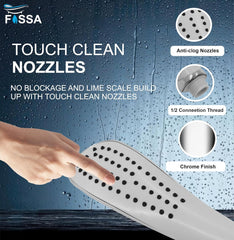 Fossa Dezire Rain Hand Shower, Handheld showers with 1.5 Meter Hose Pipe Stainless Steel and Hook, Chrome Finish (Hand Shower Set)