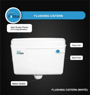 Fossa Flushing Cistern (9 Ltr) Capacity Side Handle Flush Tank White - Fossa Home 
