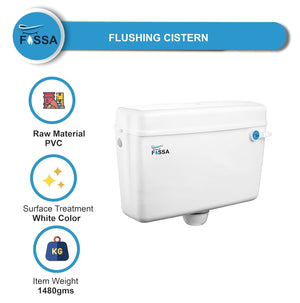 Fossa Flushing Cistern (9 Ltr) Capacity Side Handle Flush Tank White - Fossa Home 