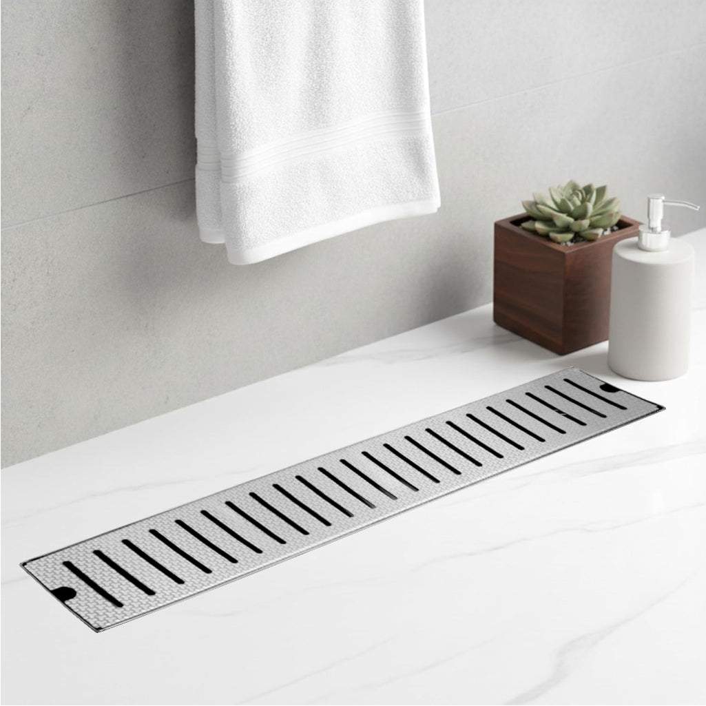 Linear (24 x 4 Inches) Honeycomb Shower Drain Channel AISI 304 Stainless Steel