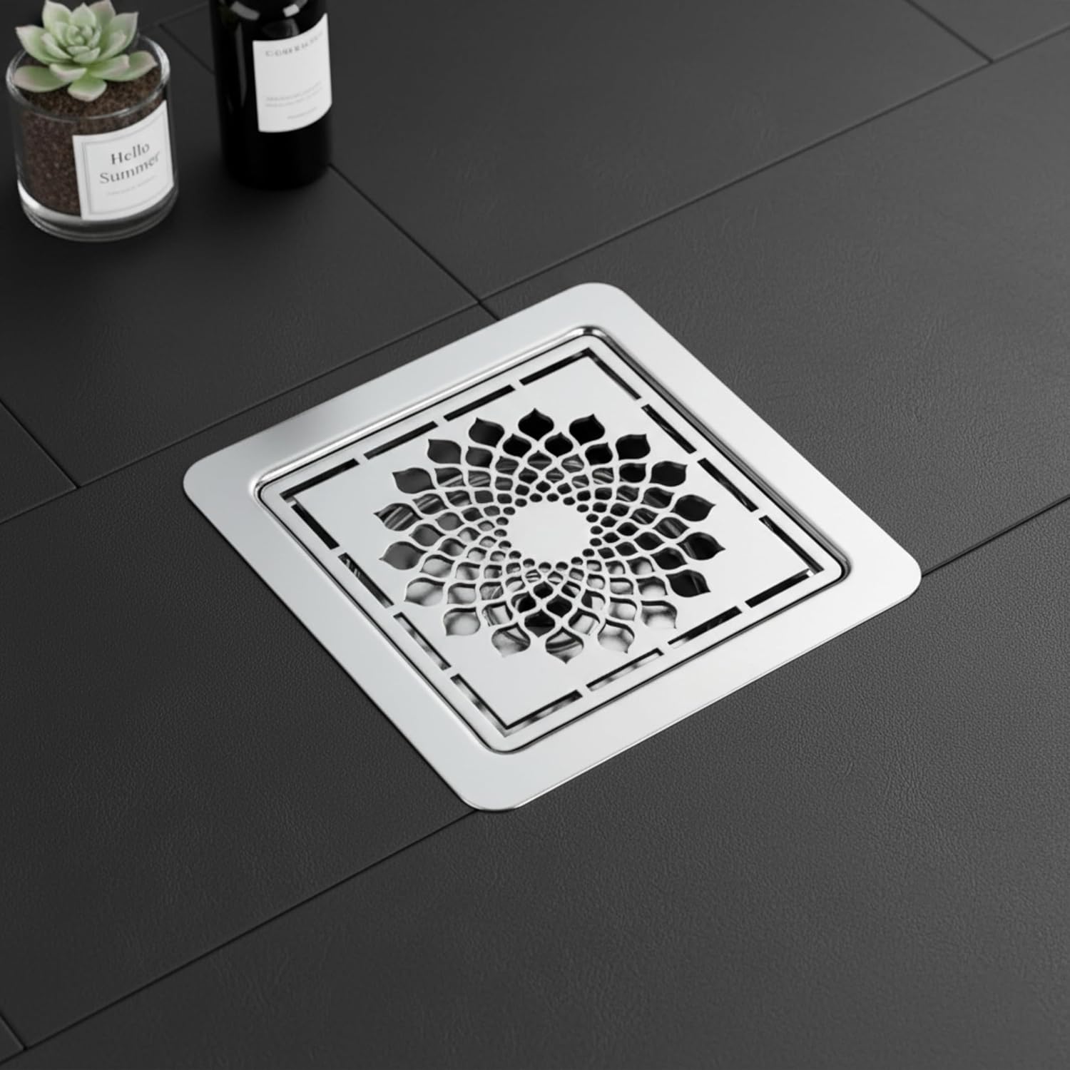 lotus Floor Drain (5 x 5 Inches) Premium Stainlees Steel