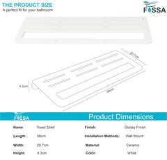 Fossa Space-Saving Wall Mounted Towel Shelf – Foldable Chrome Towel, Durable Bathroom Accessories, Rust Resistant & Stylish Bathroom Fittings | White (Quartz Ceramic) - Fossa Home 