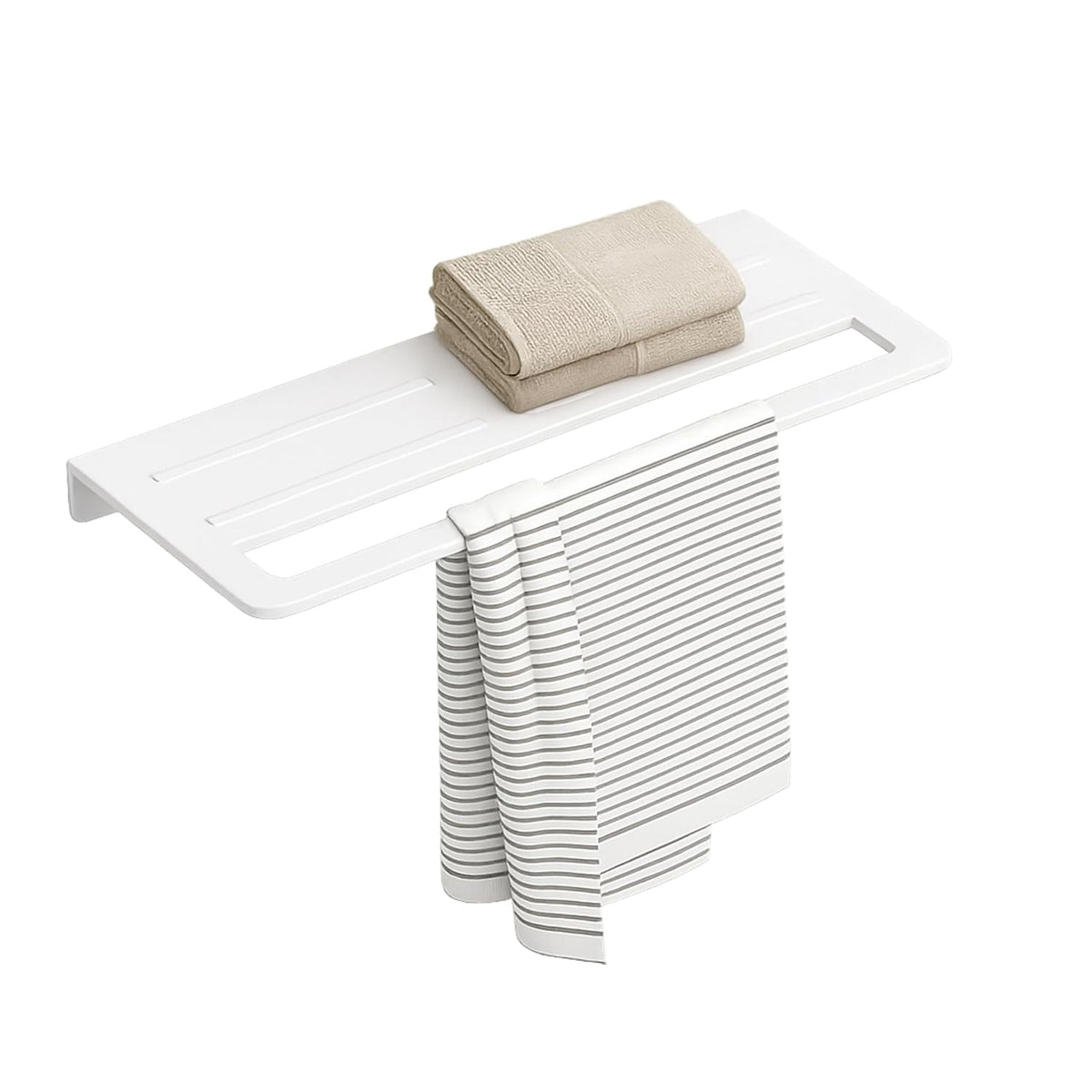 Fossa Space-Saving Wall Mounted Towel Shelf – Foldable Chrome Towel, Durable Bathroom Accessories, Rust Resistant & Stylish Bathroom Fittings | White (Quartz Ceramic) - Fossa Home 