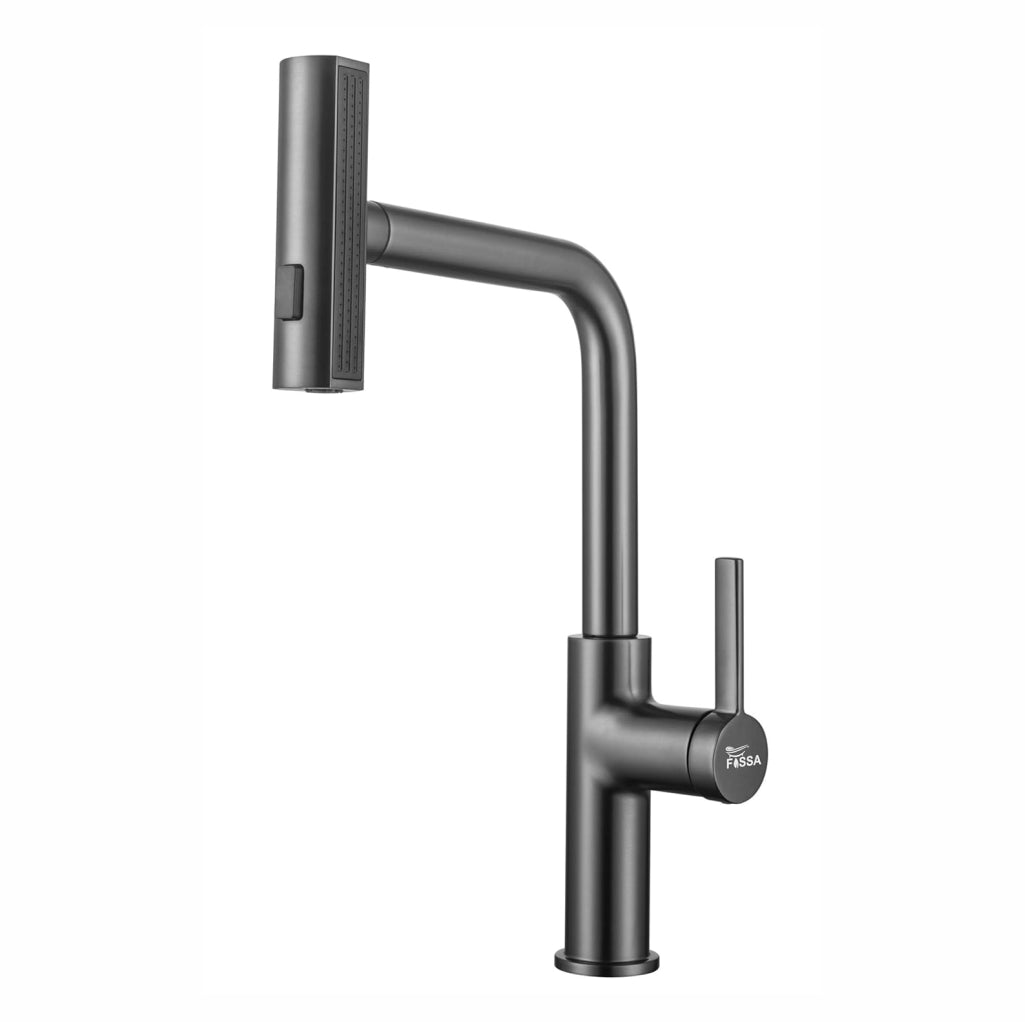 Rainfall Pull Out Triple-Flow 360° Hot & Cold Stainless Steel Kitchen Mixer Faucet Black