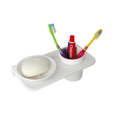 Fossa Classic Ceramic Wall Mounted Soap Dish with Toothbrush Holder – Compact Bathroom, Anti-Bacterial, Rust & Fade Proof | Modern Soap Holder & Accessories for Daily Use | White (Glossy Finish) - Fossa Home 