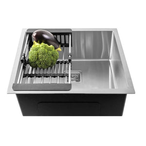 304 Handmade (20 x 17 x 9) Inch Stainless Steel Single Bowl Silver  Kitchen Sink - Fossa Home 