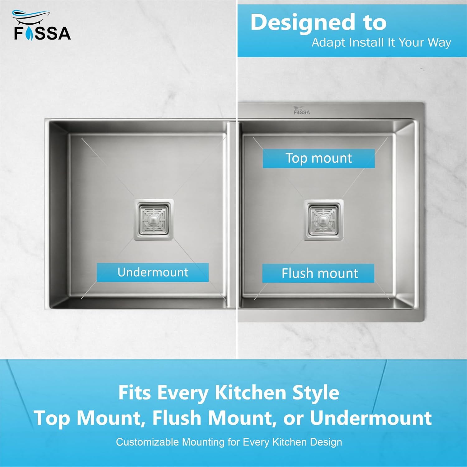 37x18 inch silver stainless steel double bowl kitchen sink installed in modern countertop kitchen