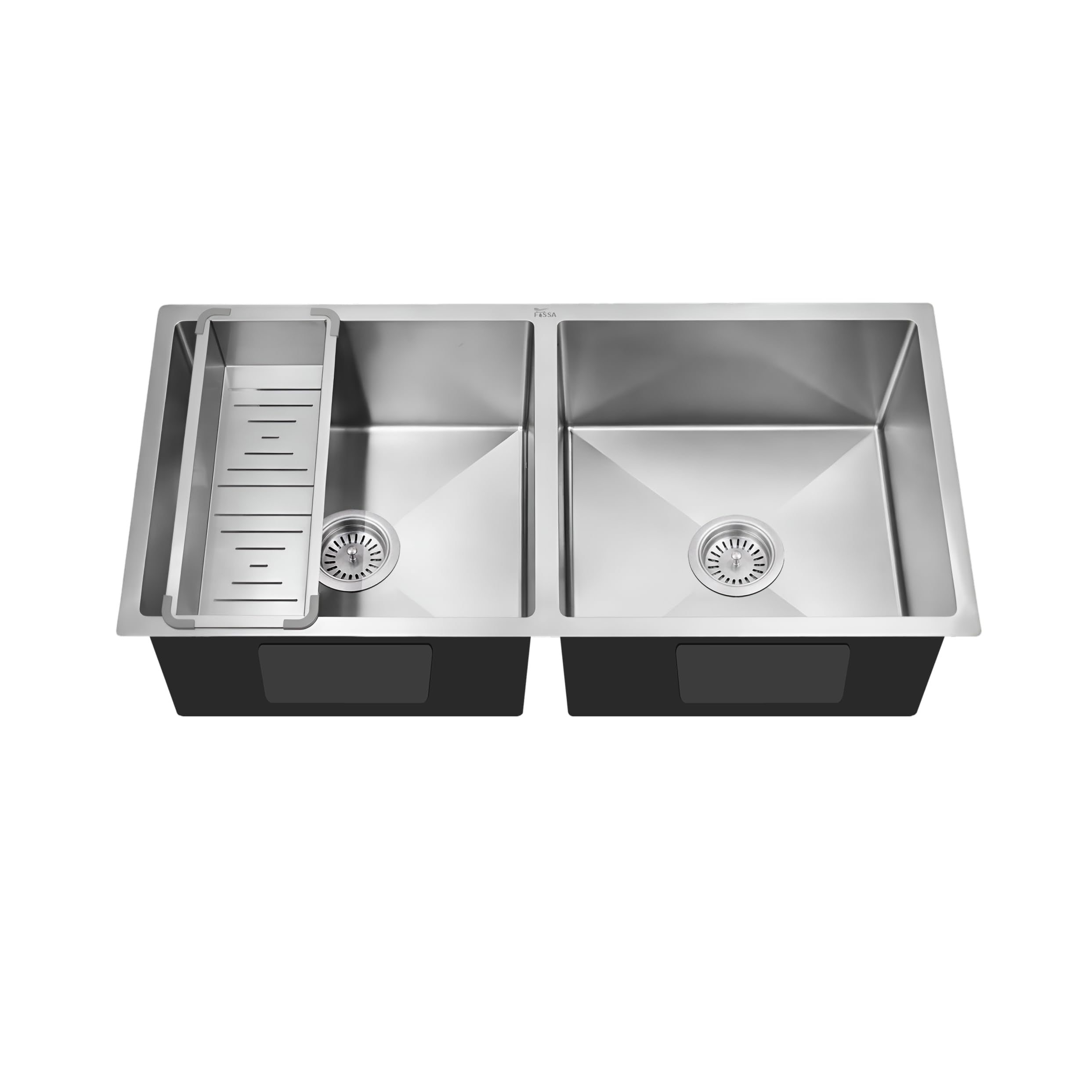 Aqua 304 Handmade Double Bowl Sink 37"x18"x9" – Silver Stainless Steel Kitchen Sink