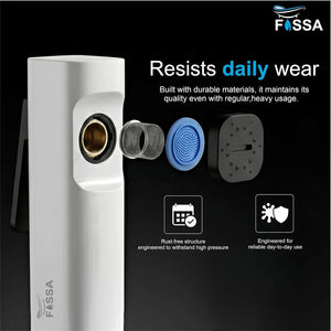 white ABS toilet, health faucet gun, only bathroom fitting