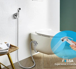 Health Faucet Bidet Sprayer Silver ABS Health Faucet with 1 Meter 304-Grade SS Hose Pipe & Hook - Fossa Home 
