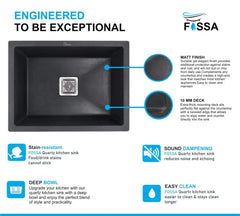 quartz single bowl sink, composite granite, modern scratch resistant, heat, stain proof, noise reduction, elegant design, deep, easy clean, stylish, contemporary fixtures, renovation, under mount, top, large capacity, seamless, long lasting, hygienic surface, food safe, workstation, multifunctional, home improvement, to impact, smooth 