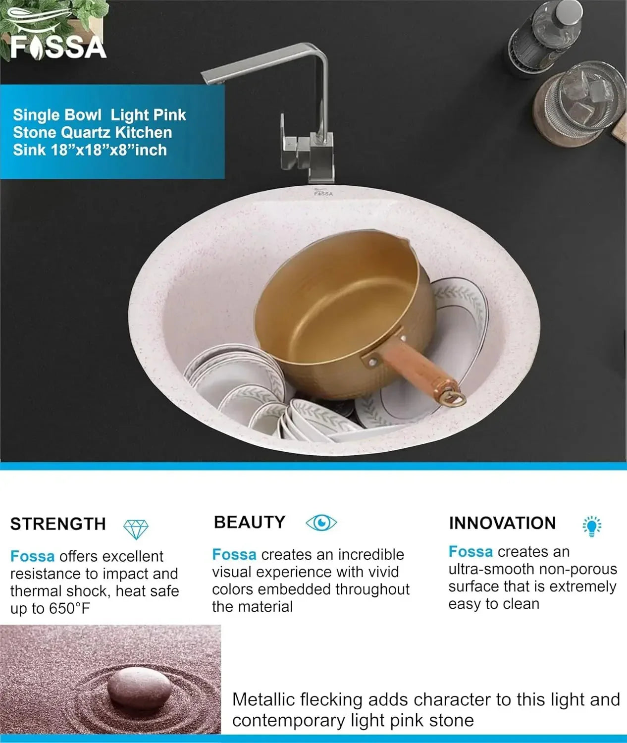 quartz single bowl sink, composite granite, modern scratch resistant, heat, stain proof, noise reduction, elegant design, deep, easy clean, stylish, contemporary fixtures, renovation, under mount, top, large capacity, seamless, long lasting, hygienic surface, food safe, workstation, multifunctional, home improvement, to impact, smooth 