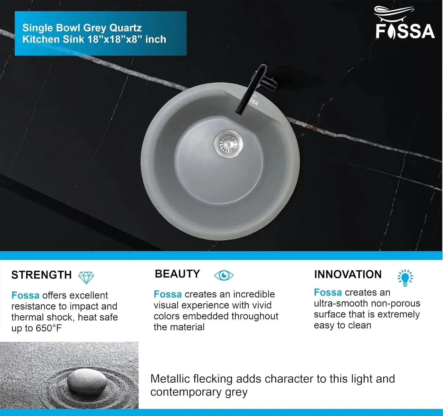 quartz single bowl sink, composite granite, modern scratch resistant, heat, stain proof, noise reduction, elegant design, deep, easy clean, stylish, contemporary fixtures, renovation, under mount, top, large capacity, seamless, long lasting, hygienic surface, food safe, workstation, multifunctional, home improvement, to impact, smooth 