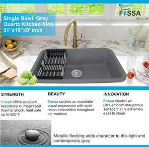 quartz single bowl sink, composite granite, modern scratch resistant, heat, stain proof, noise reduction, elegant design, deep, easy clean, stylish, contemporary fixtures, renovation, under mount, top, large capacity, seamless, long lasting, hygienic surface, food safe, workstation, multifunctional, home improvement, to impact, smooth 