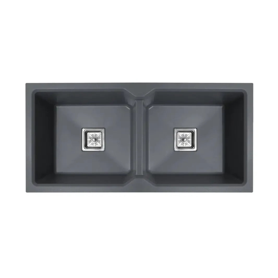 quartz double bowl sink, composite, coupling modern scratch resistant, heat, stain proof, noise reduction, elegant design, deep, easy clean, stylish, contemporary fixtures, renovation, under mount, top, large capacity, seamless, long lasting, hygienic surface, food safe, workstation, multifunctional, home improvement, to impact, smooth matte, luxury