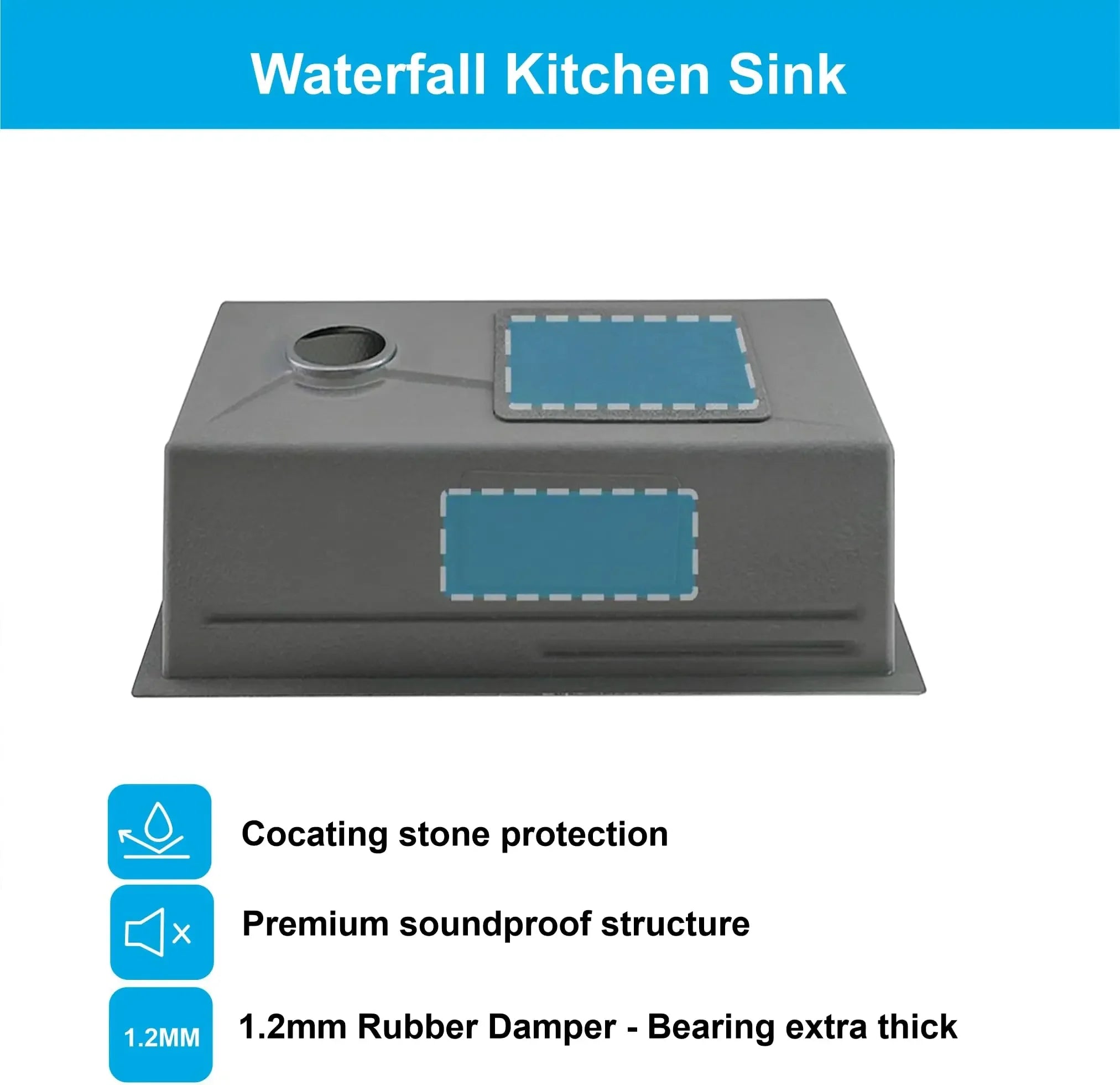 smart waterfall kitchen sink, single bowl, design, integrated tap, modern, stainless steel, led, nano honycomb coated, scratch resistant, stylish, workstation, with faucet, multifunction, deep, dishwashing, luxury, easy to clean, anti-stain, modern home,, remodeling, with water flow feature, space saving, contemporary, large capacity, ergonomic, designer, smooth, features, for modern homes, high utility, trending, best, drainage, noise absorption, matte finish, with strainer and accessories, seamless, 