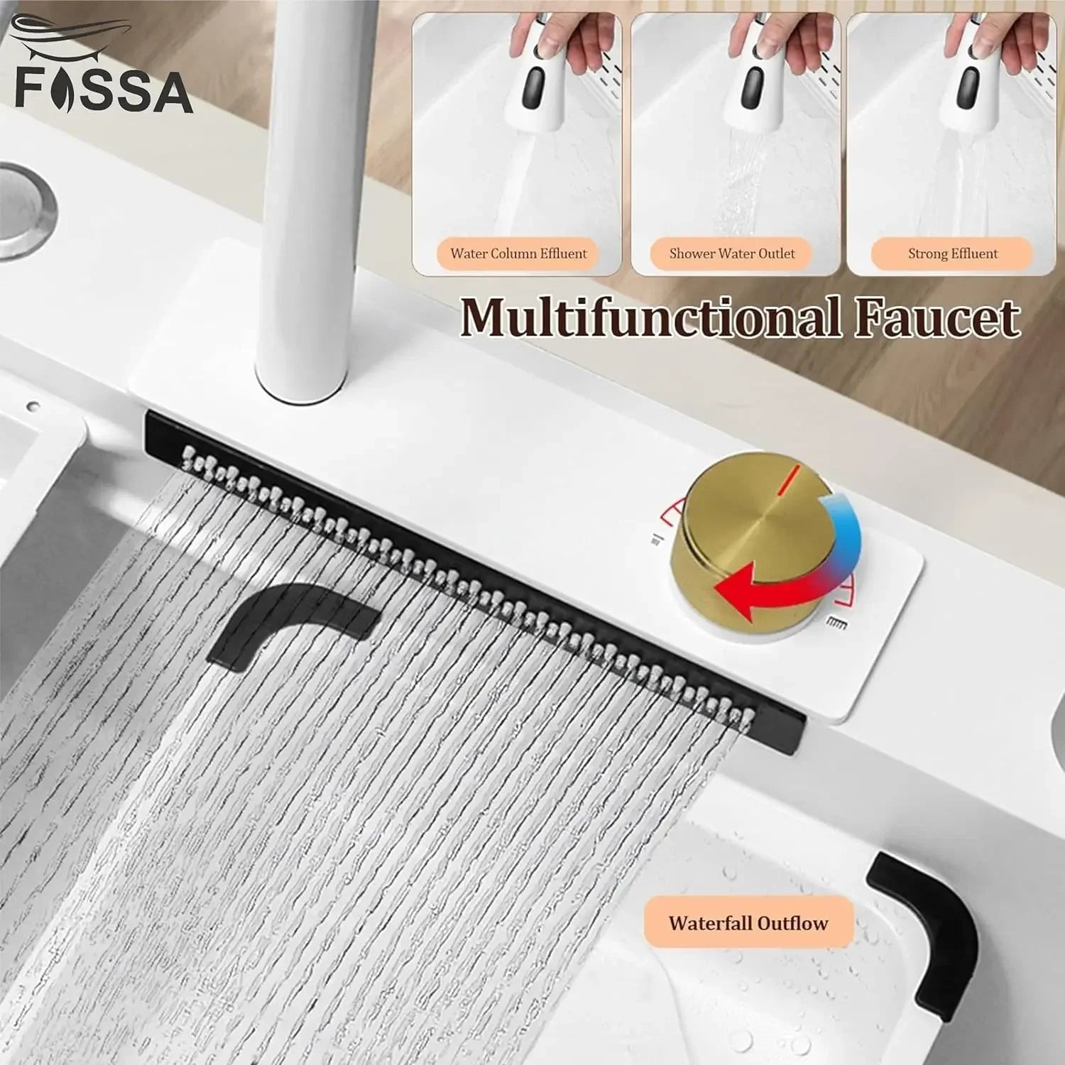 smart waterfall kitchen sink, single bowl, design, integrated tap, modern, stainless steel, led, nano honycomb coated, scratch resistant, stylish, workstation, with faucet, multifunction, deep, dishwashing, luxury, easy to clean, anti-stain, modern home,, remodeling, with water flow feature, space saving, contemporary, large capacity, ergonomic, designer, smooth, features, for modern homes, high utility, trending, best, drainage, noise absorption, matte finish, with strainer and accessories, seamless, 