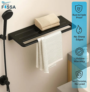 black wall mounted towel rack shelf quartz ceramic finish