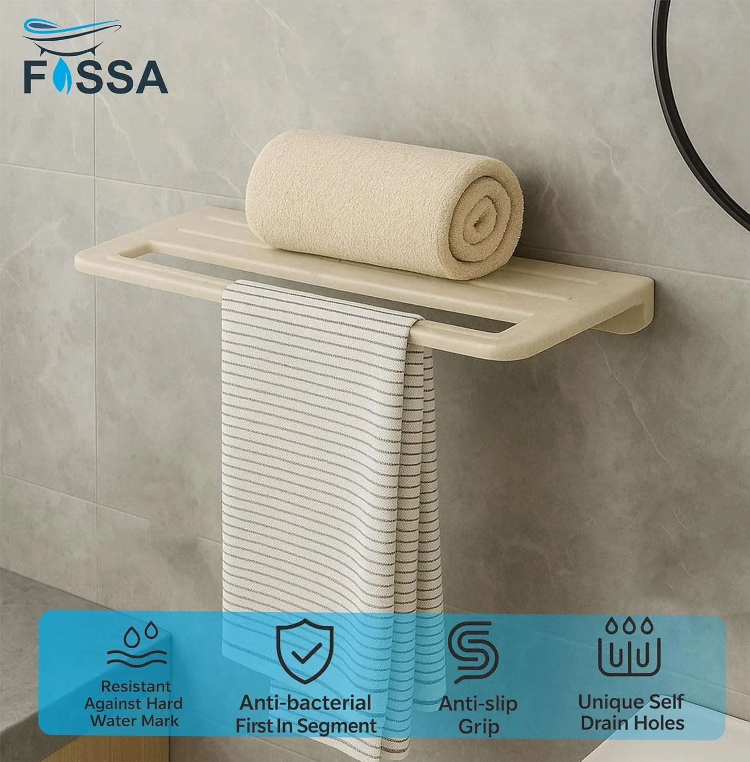 modern bathroom towel shelf ivory quartz ceramic wall mounted