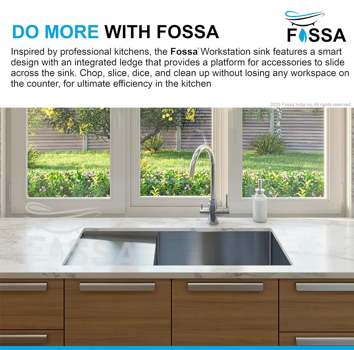 Fossa drain board stainless steel kitchen sink 