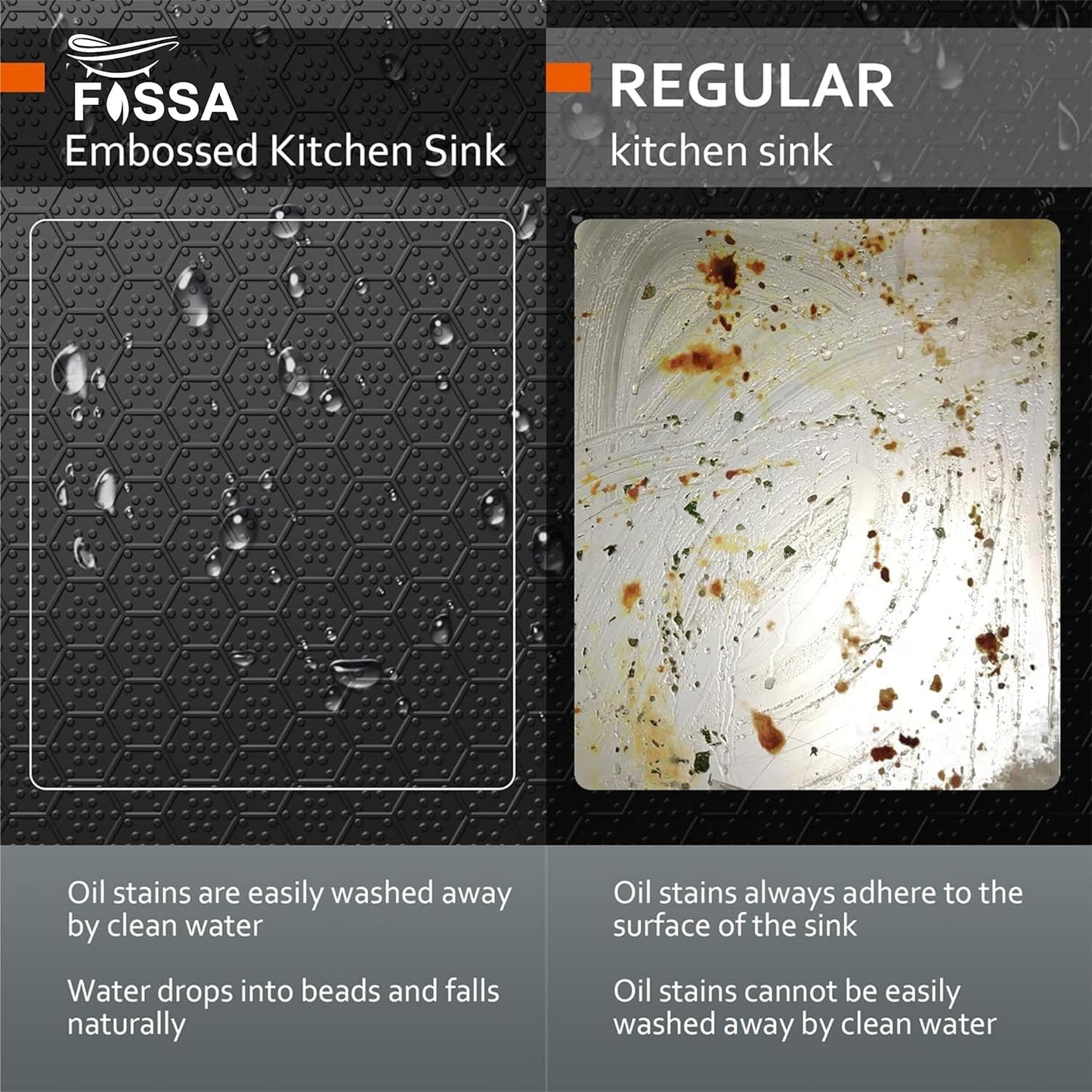 Fossa scratch free black matte finish kitchen sink 