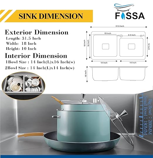 Fossa sink dimension of kitchen sink 