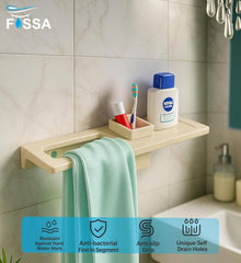 Fossa Classic Ceramic Sink Organizer with Towel Ring & Brush Holder – Multi-Functional Wall Mounted Bathroom Rack | Space-Saving, Rust & Fade Proof Holder | Ivory (Glossy Finish) - Fossa Home 
