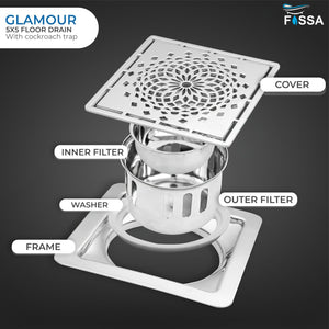 Modern Bathroom Floor Drain with Removable Stainless Steel Cover