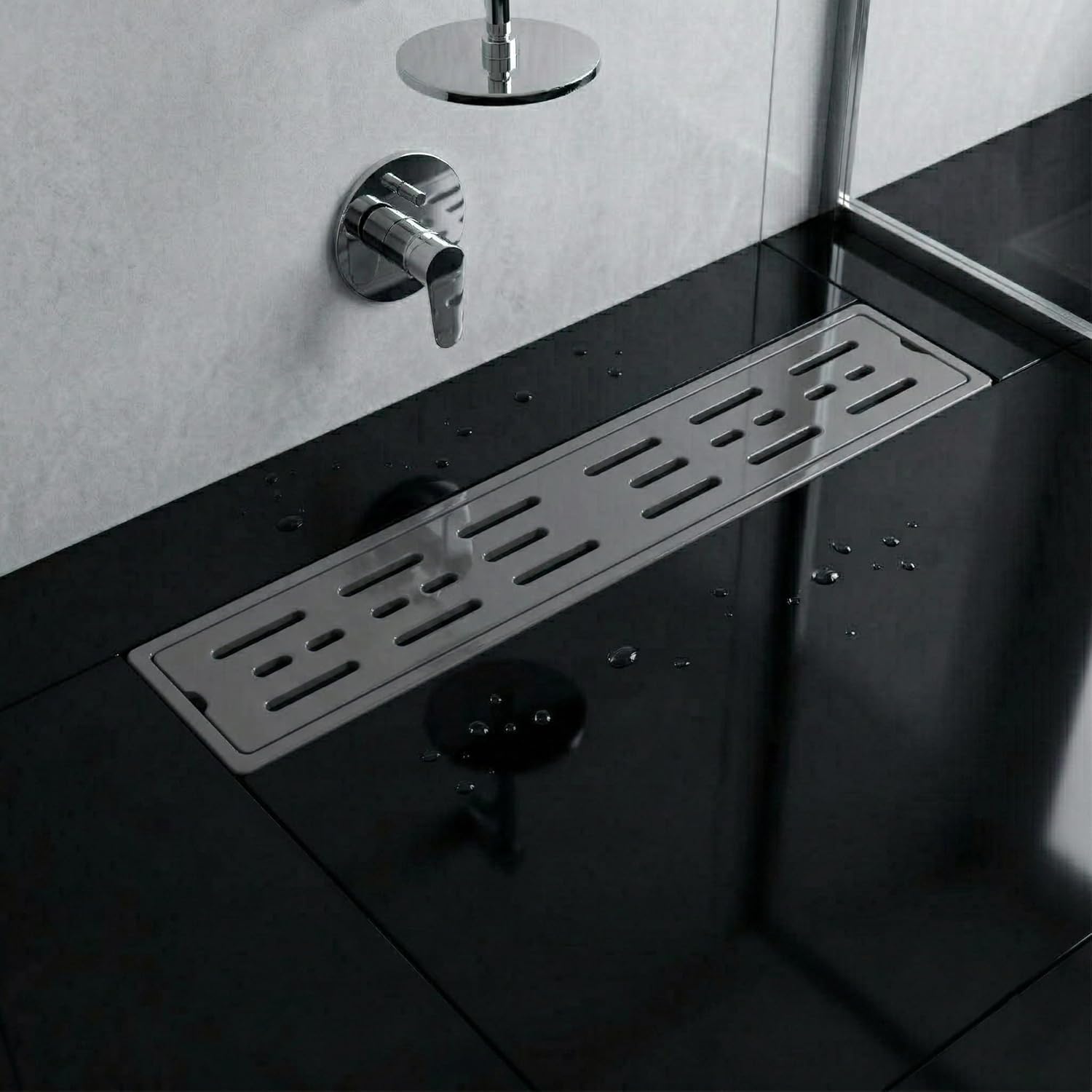 Grey Glossy Finish Shower Channel Drain Premium Bathroom Drain Solution
