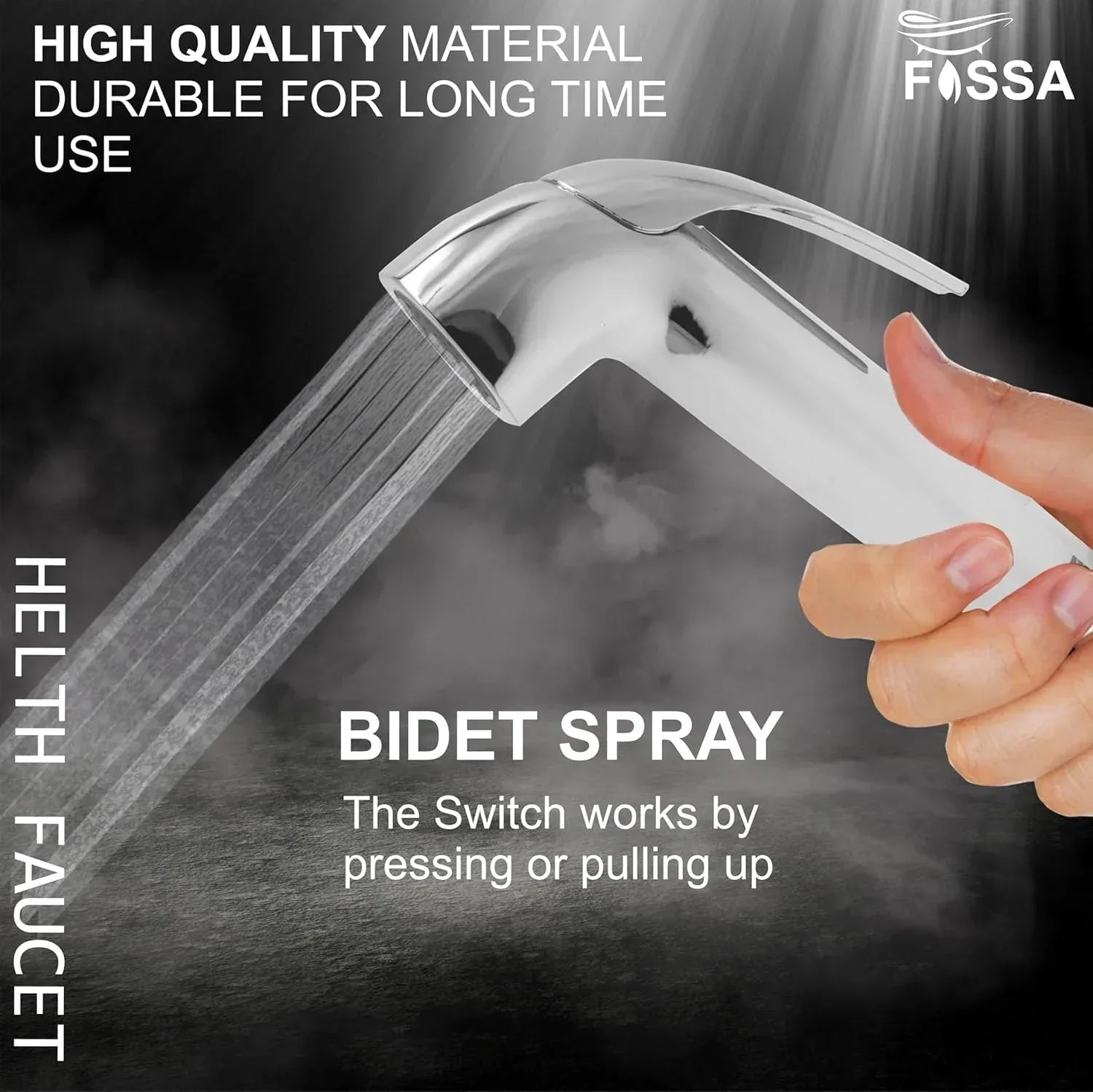 Health Faucet Bidet Sprayer Silver ABS Health Faucet with 1 Meter 304-Grade SS Hose Pipe & Hook - Fossa Home 