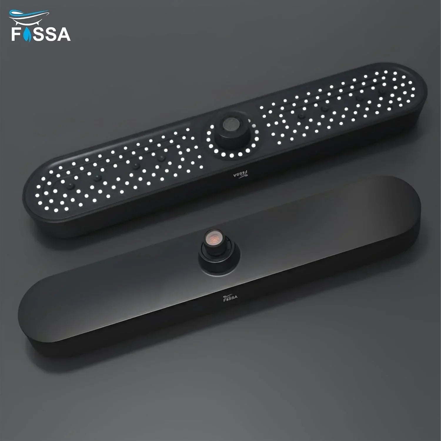 Helios 48cm ABS Black Finish Overhead Shower Without Arm - Fossa Home 