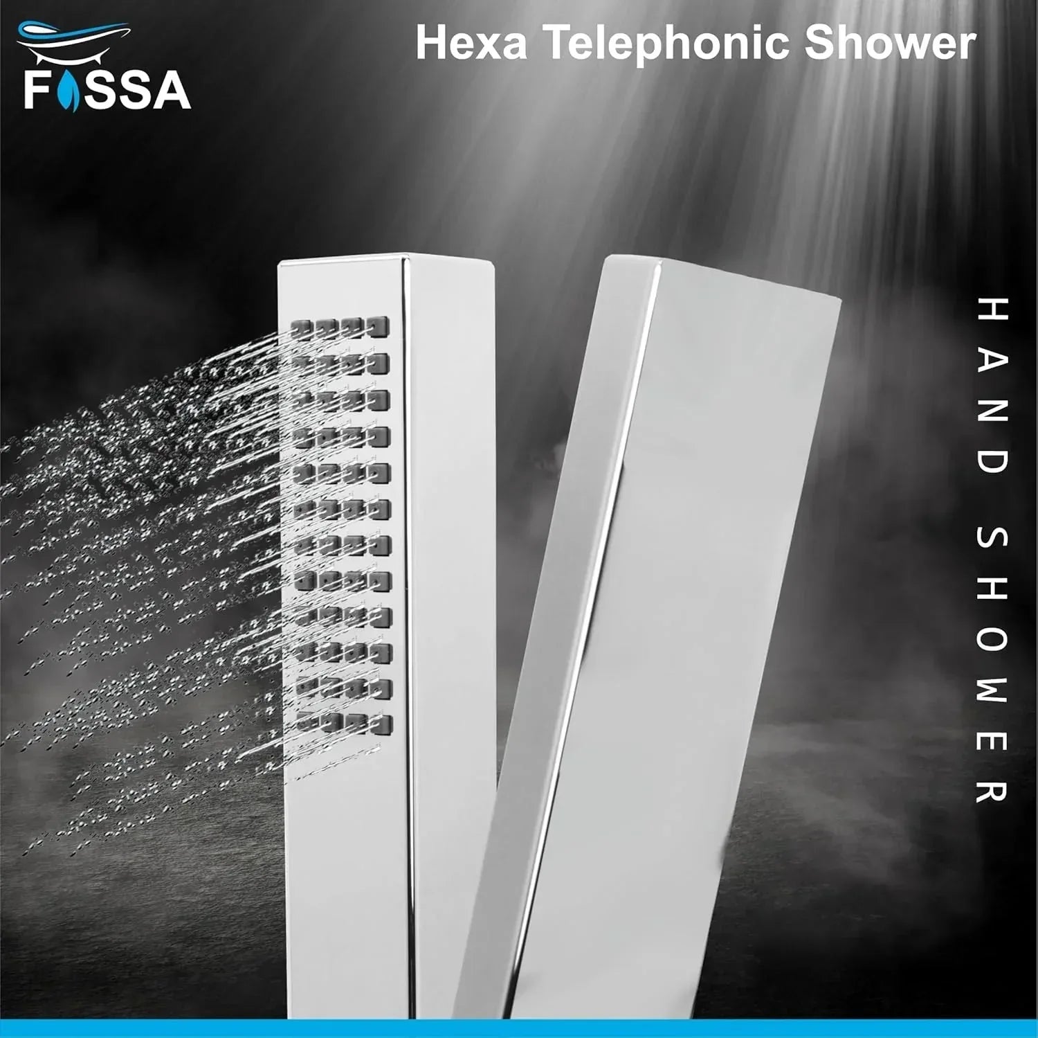 Hexa Abs Chrome Finish Hand Shower With 1.5 Meter 304- Grade Stainless Steel Hose Pipe & Hook - Fossa Home 