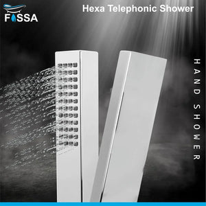 Hexa Abs Chrome Finish Hand Shower With 1.5 Meter 304- Grade Stainless Steel Hose Pipe & Hook - Fossa Home 