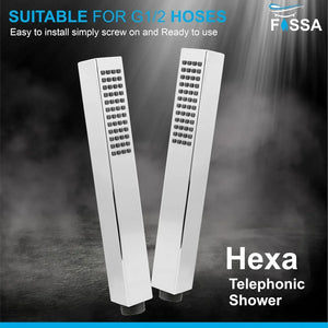 Fossa Hexa Square ABS Hand-Held Shower for Bathroom, High Pressure Shower Set Chrome Finish (Only Hand Shower) - Fossa Home 