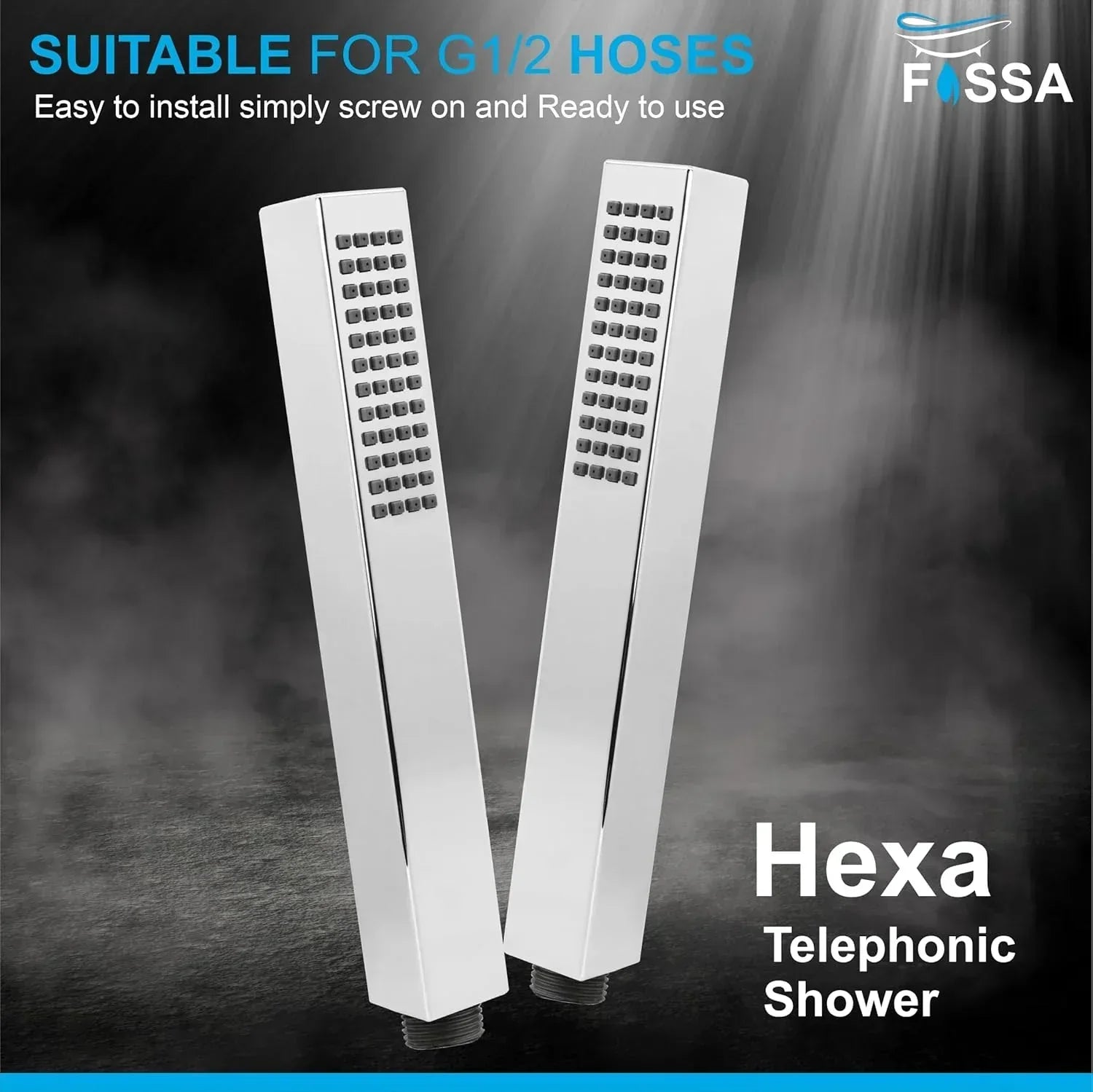 Hexa Abs Chrome Finish Hand Shower With 1.5 Meter 304- Grade Stainless Steel Hose Pipe & Hook - Fossa Home 