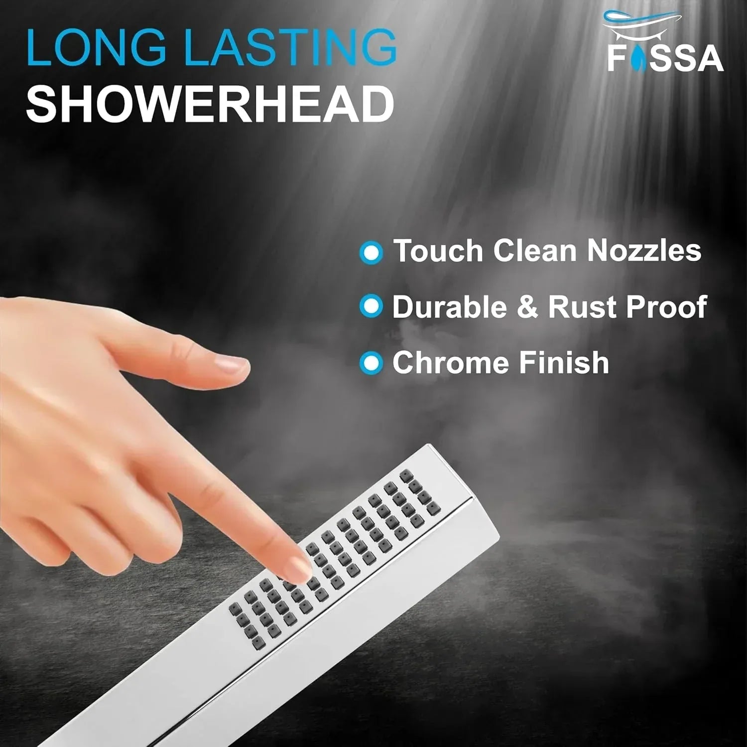 Hexa Abs Chrome Finish Hand Shower With 1.5 Meter 304- Grade Stainless Steel Hose Pipe & Hook - Fossa Home 