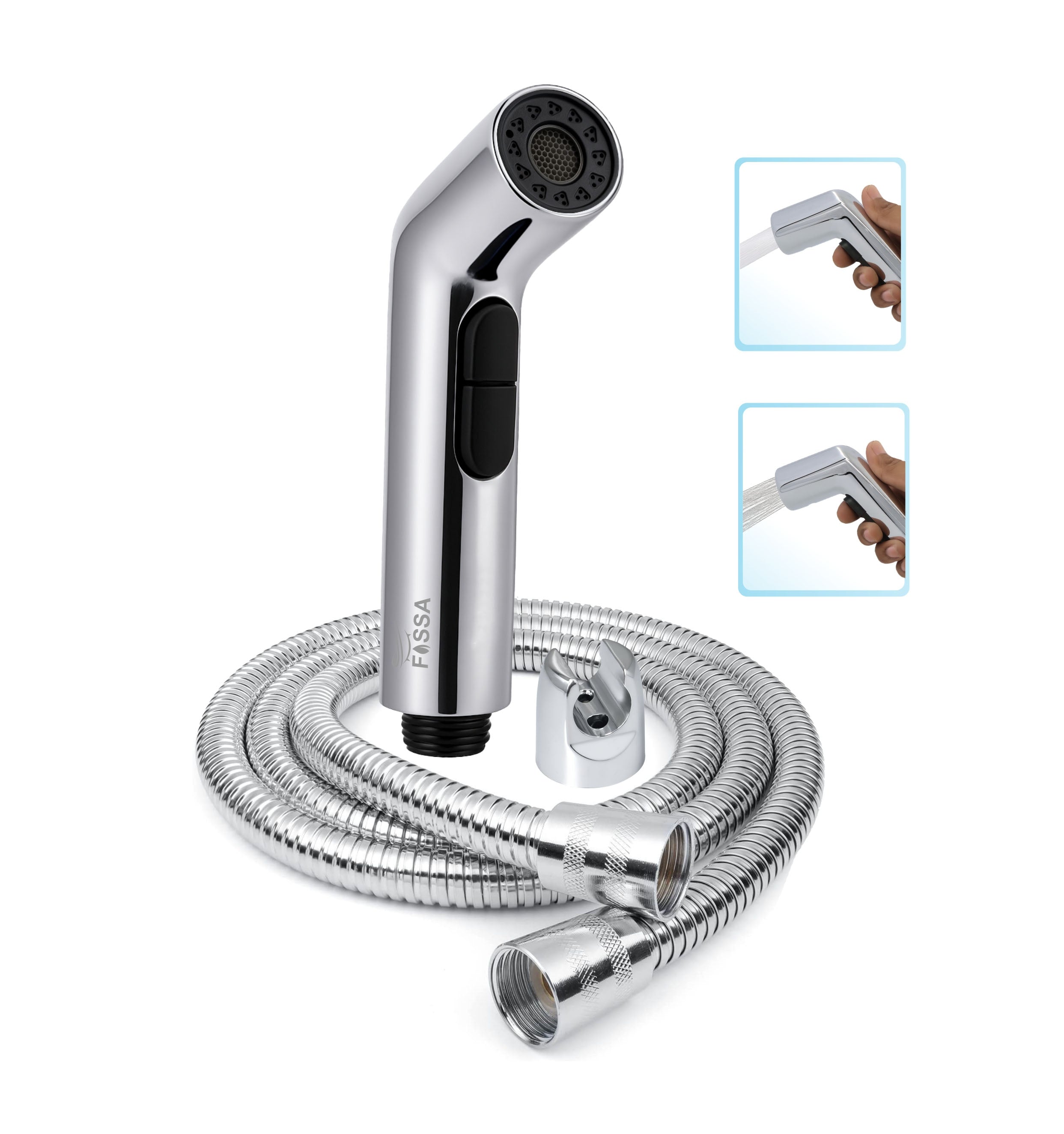 Hydra Silver ABS Health Faucet with 1 Meter 304-Grade SS Hose Pipe & Hook