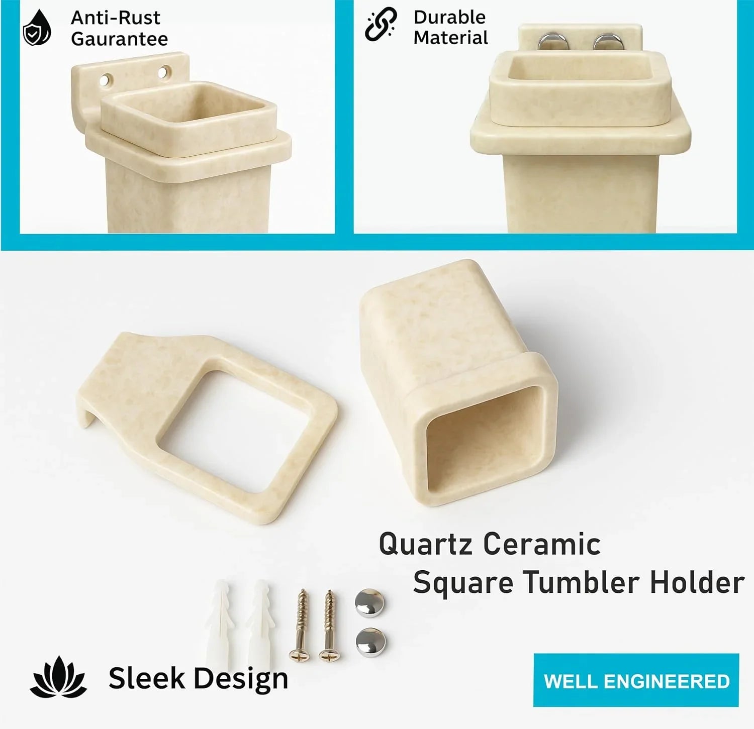 modern bathroom ivory brush holder unbreakable abs square design