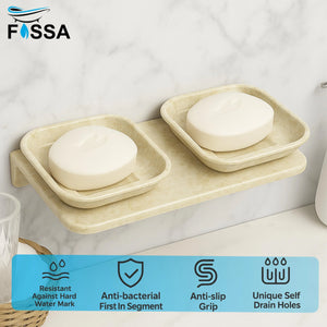 ivory rectangular double soap holder abs unbreakable ceramic look design