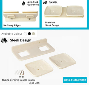 modern bathroom ivory double soap dish unbreakable abs rectangular style