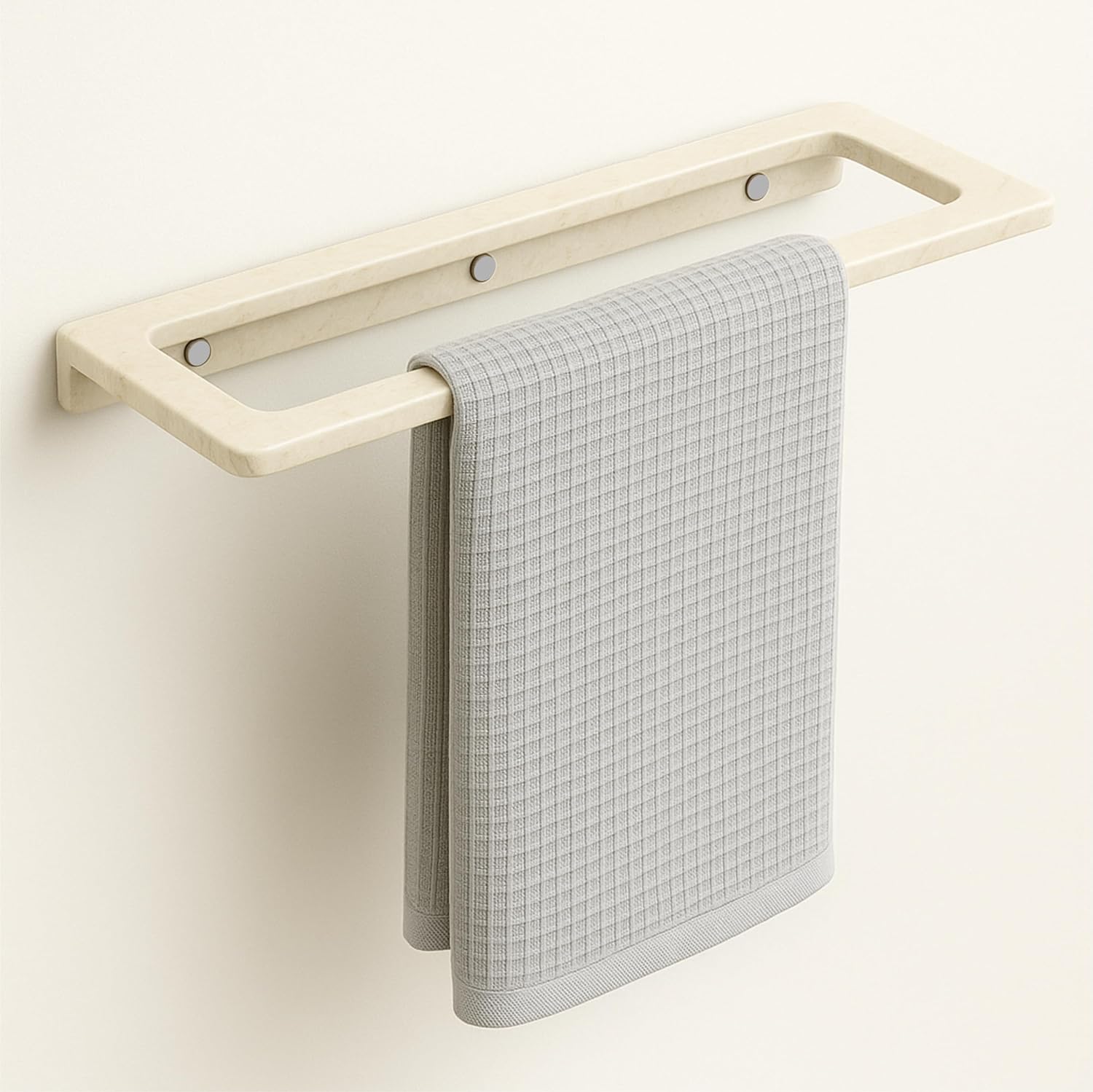 Soft ivory quartz look gives a clean and modern bathroom feel.