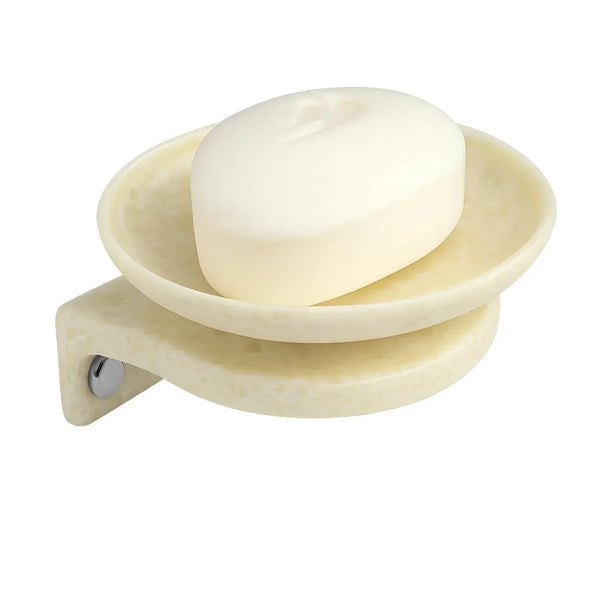Ivory Soap Dish Unbreakable ABS Round Ceramic Finish (RM-121) - Fossa Home 