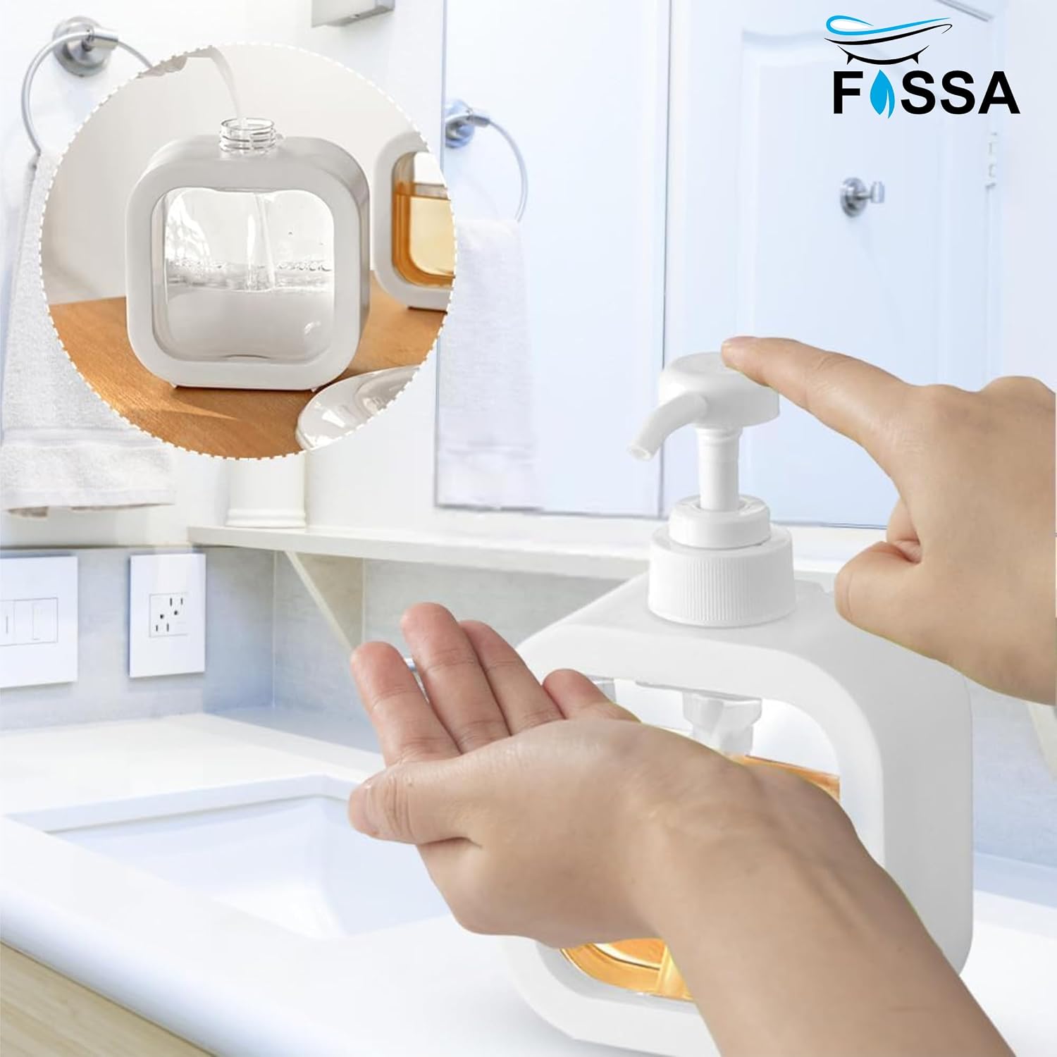 Space-saving wall mount design keeps countertops clean and clutter-free.