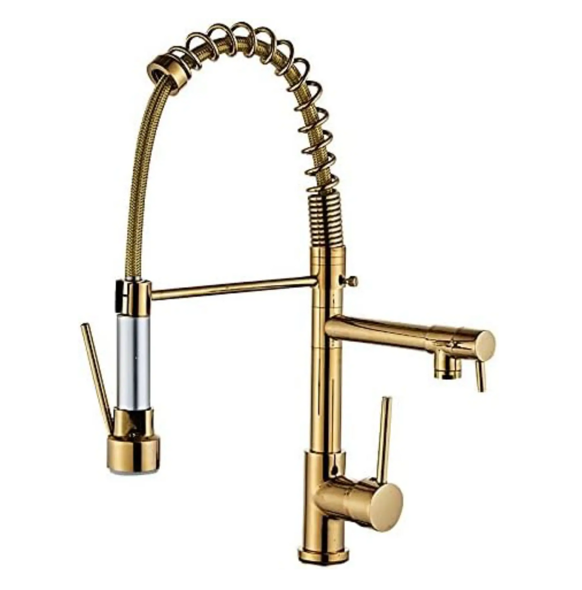 Kitchen Tap Kitchen Faucet Brushed Nickel Pull Down Kitchen Tap Single Handle 360 Degree Rotating Cold Hot Water Mixer Sink Taps Chrome (Gold) Fossa Home