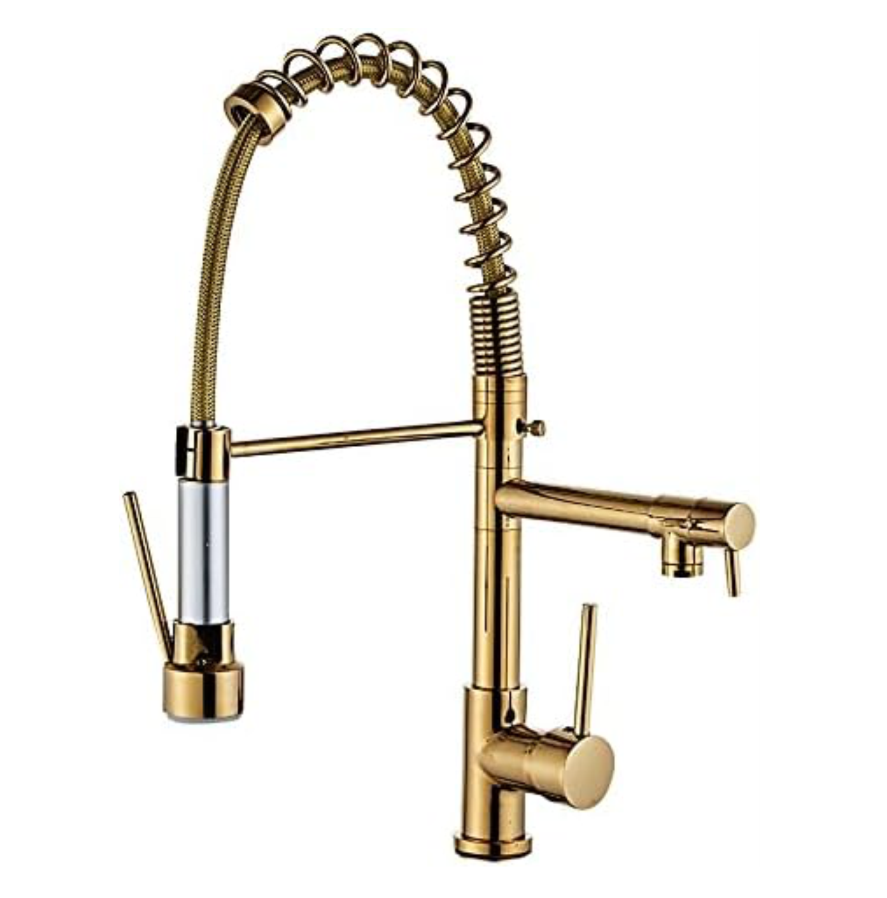 Kitchen Tap Kitchen Faucet Brushed Nickel Pull Down Kitchen Tap Single Handle 360 Degree Rotating Cold Hot Water Mixer Sink Taps Chrome (Gold) Fossa Home