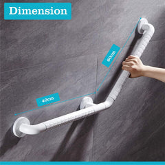 Fossa L-Shaped Stainless Steel 110° Anti-Slip Nylon Grip Grab Bar – Wall Mounted Safety Bar for Bathroom | Toilet Grab Bar for Elderly & Senior Citizens | White (60x40CM)