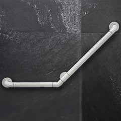 Fossa L-Shaped Stainless Steel 110° Anti-Slip Nylon Grip Grab Bar – Wall Mounted Safety Bar for Bathroom | Toilet Grab Bar for Elderly & Senior Citizens | White (60x40CM)