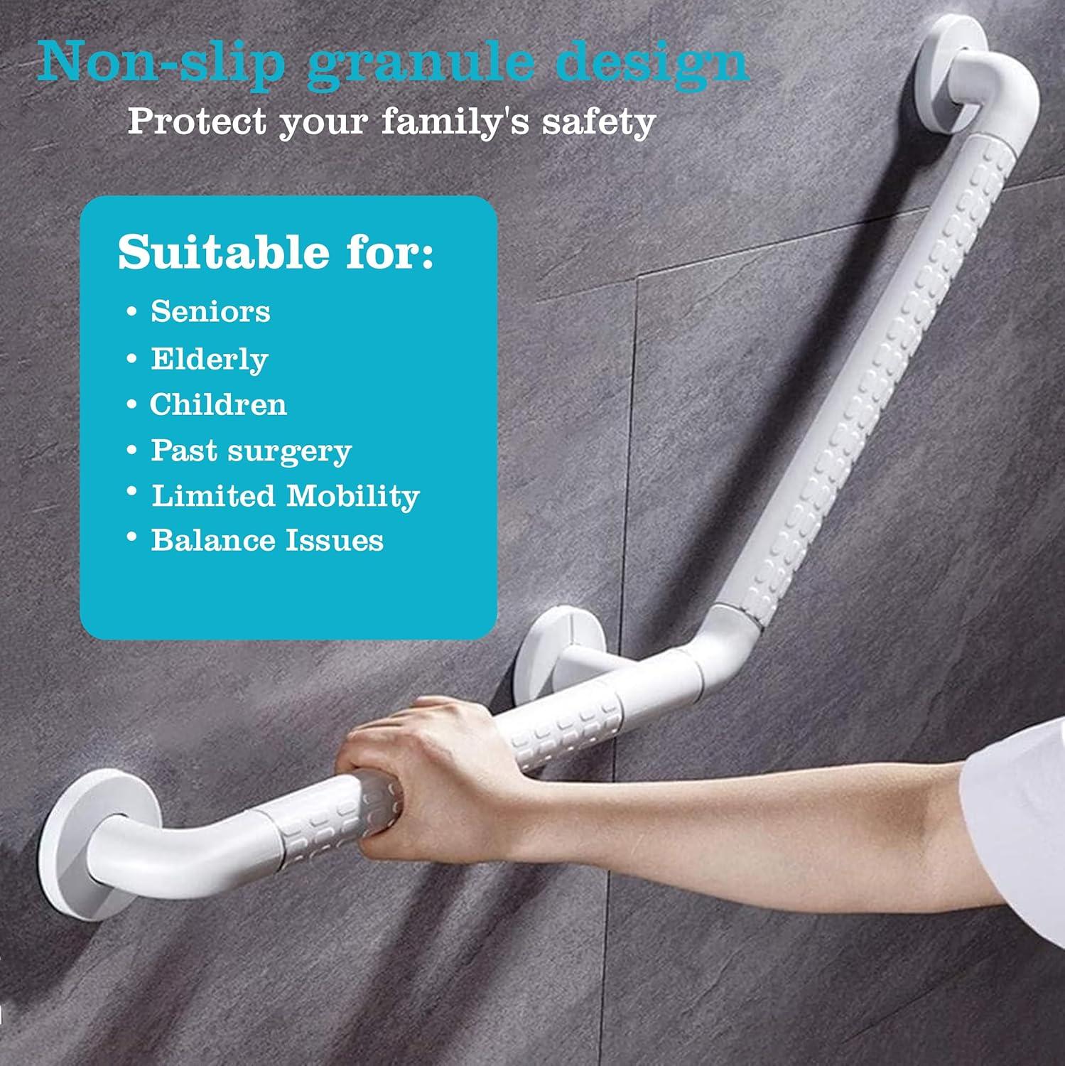 wall mounted l shaped bathroom grab bar white anti slip design